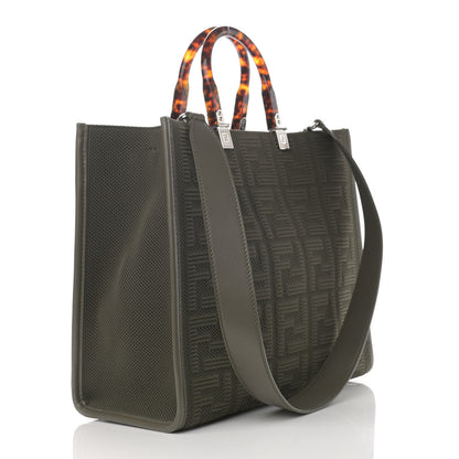 Fendi Technical Fabric Plexiglass FF Medium Fendi Sunshine Shopper Tote Wood 3 of 13