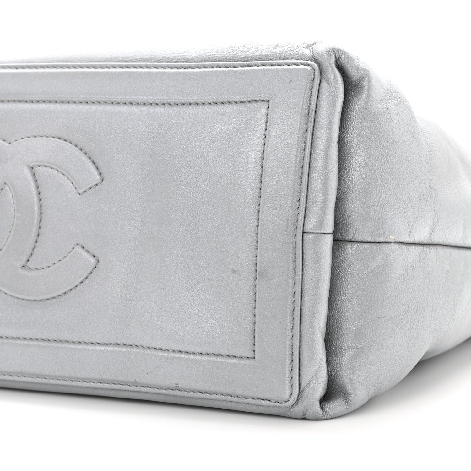 Chanel Metallic Lambskin Quilted Small Coco Cocoon Reversible Tote Light Grey 10 of 23