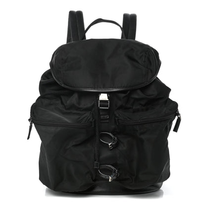 Prada Technical Nylon Saffiano Double Buckle Backpack Black 1 of 14