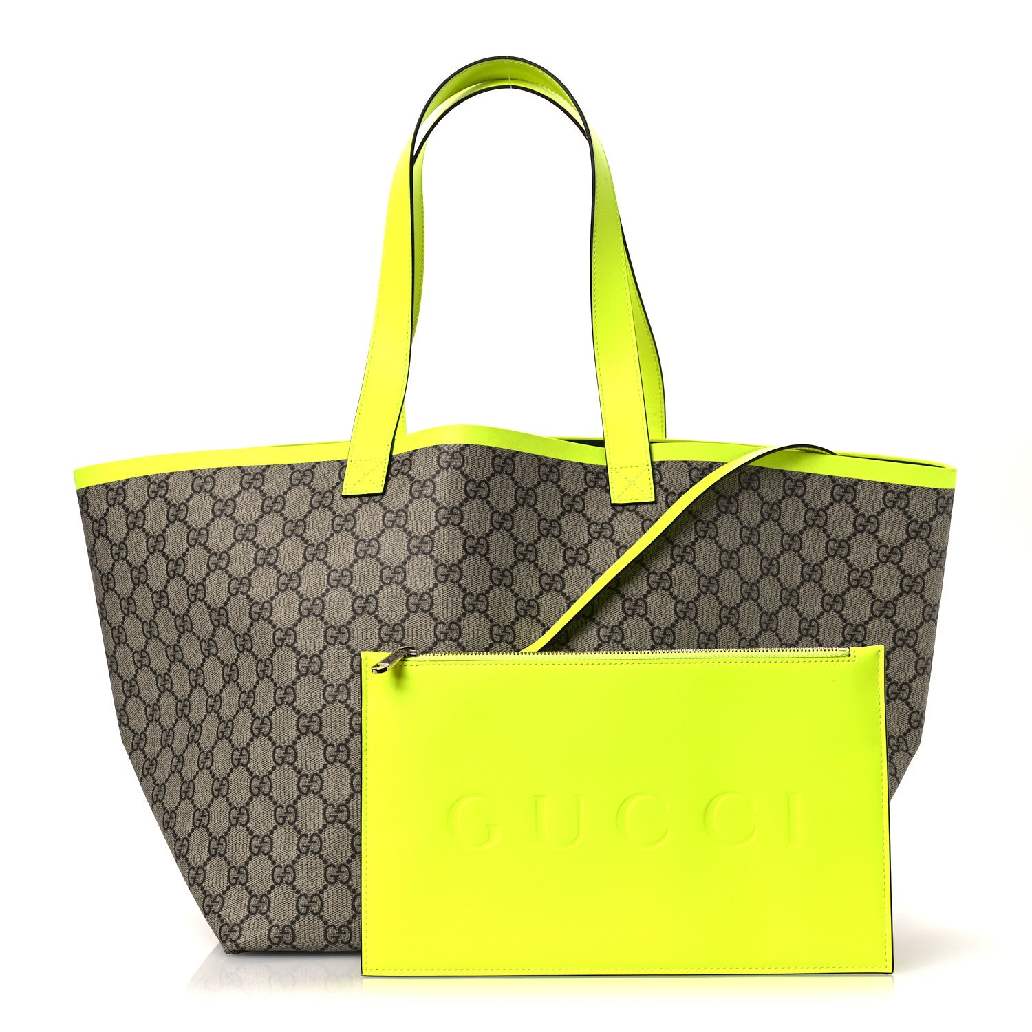 Gucci GG Supreme Monogram Totissima Shopping Tote Ebony Beige Yellow 3 of 10
