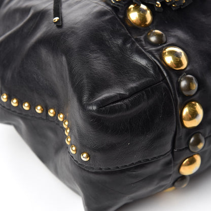 Gucci Calfskin Suede Fringe Large Babouska Tote Black 9 of 21