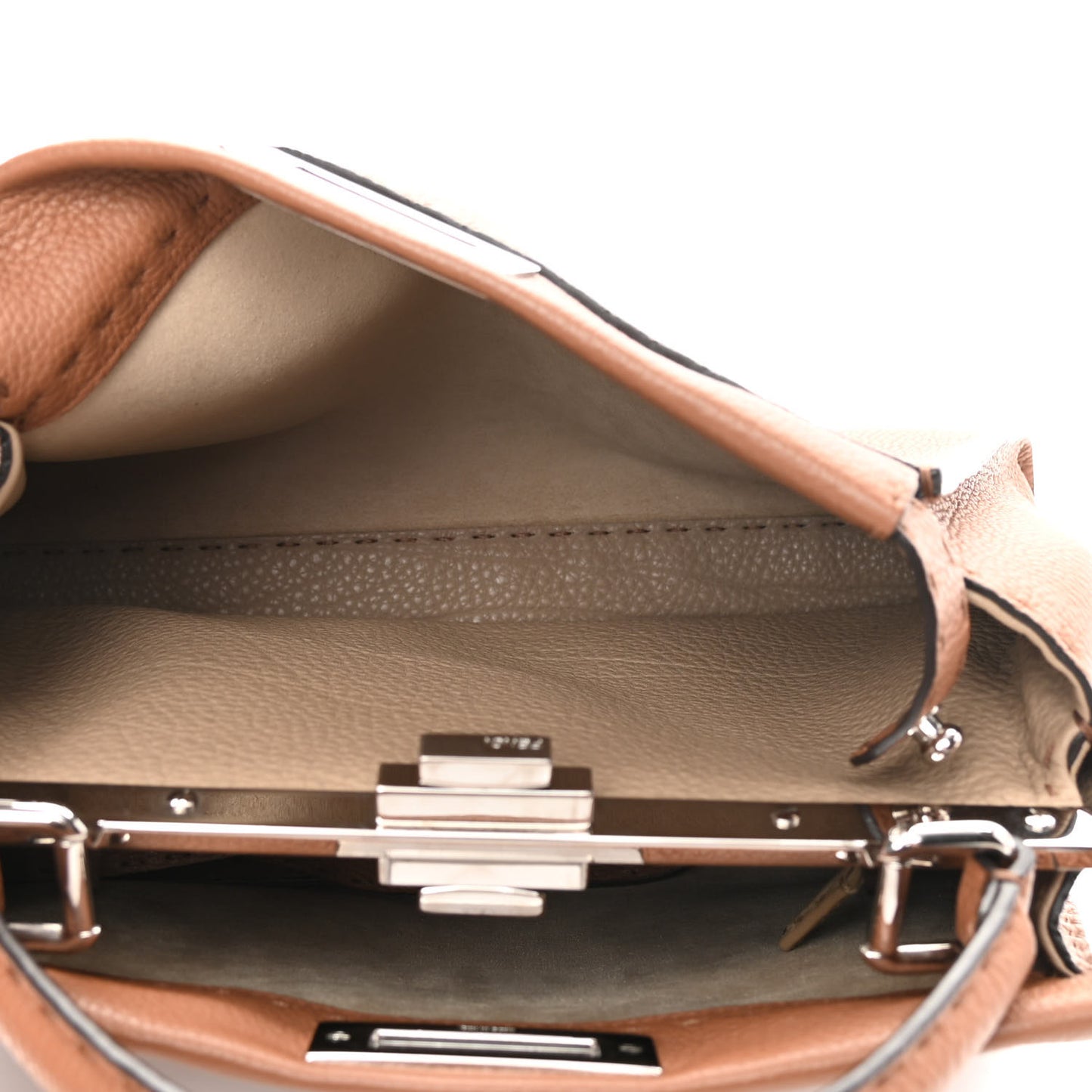 Cuoio Romano Selleria Bi-Color Medium Peekaboo Iconic Satchel Mou Deserto