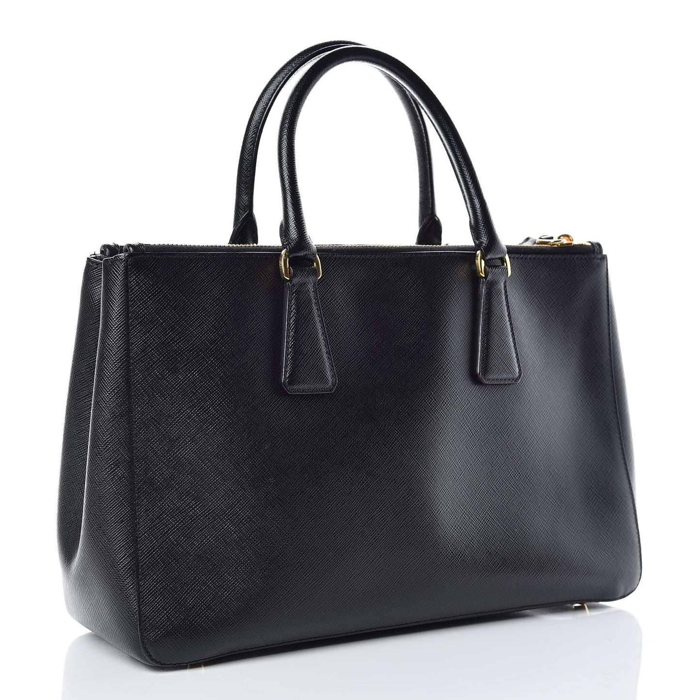Saffiano Medium Galleria Double Zip Tote Black