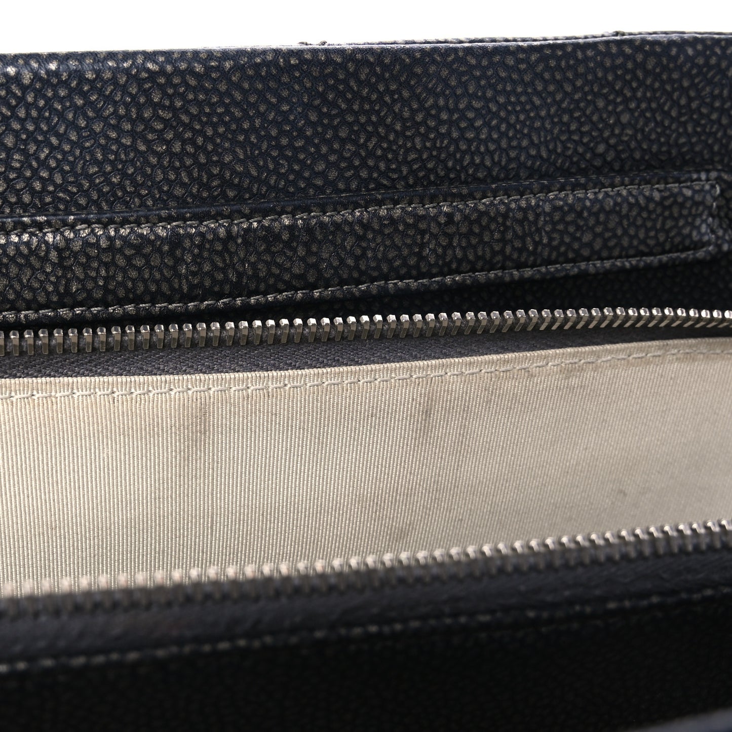 Metallic Caviar Quilted CC Tote Dark Silver