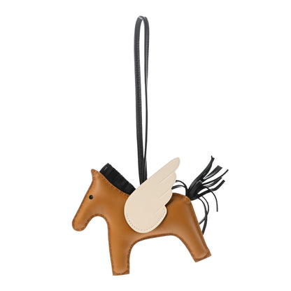 Hermes Milo Lambskin Grigri Rodeo Pegase Horse Bag Charm MM Sesame Black Nata 1 of 4