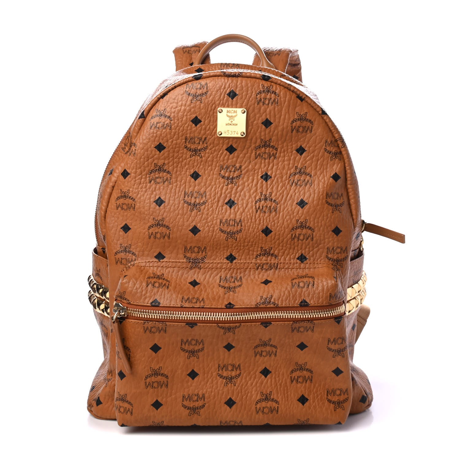 MCM Visetos Medium Side Studs Stark Backpack Cognac 1 of 4