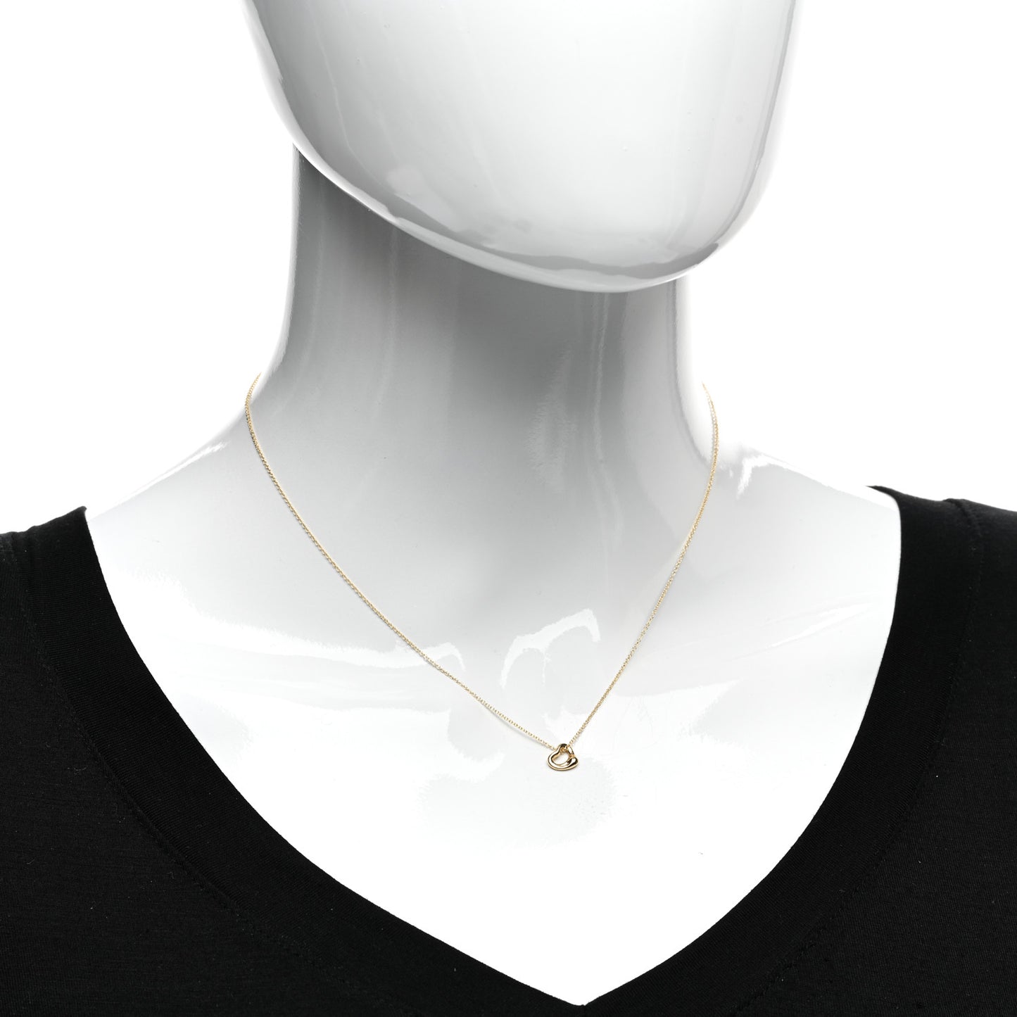 18K Yellow Gold 7mm Elsa Peretti Open Heart Pendant Necklace