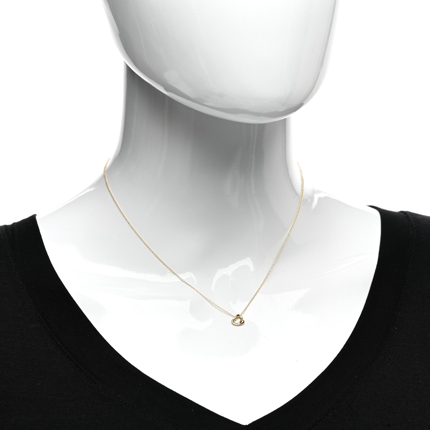 Tiffany 18K Yellow Gold 7mm Elsa Peretti Open Heart Pendant Necklace 2 of 4
