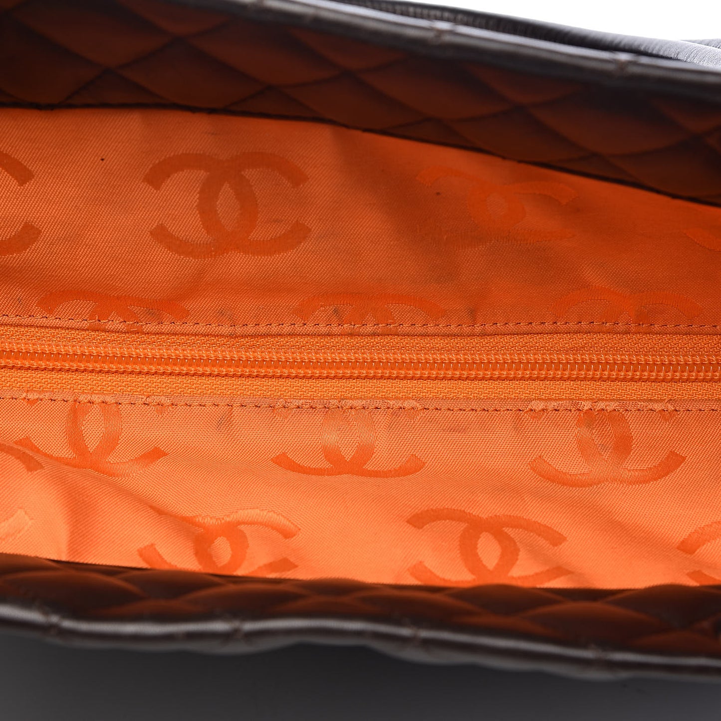 Calfskin Quilted Large Cambon Tote Brown