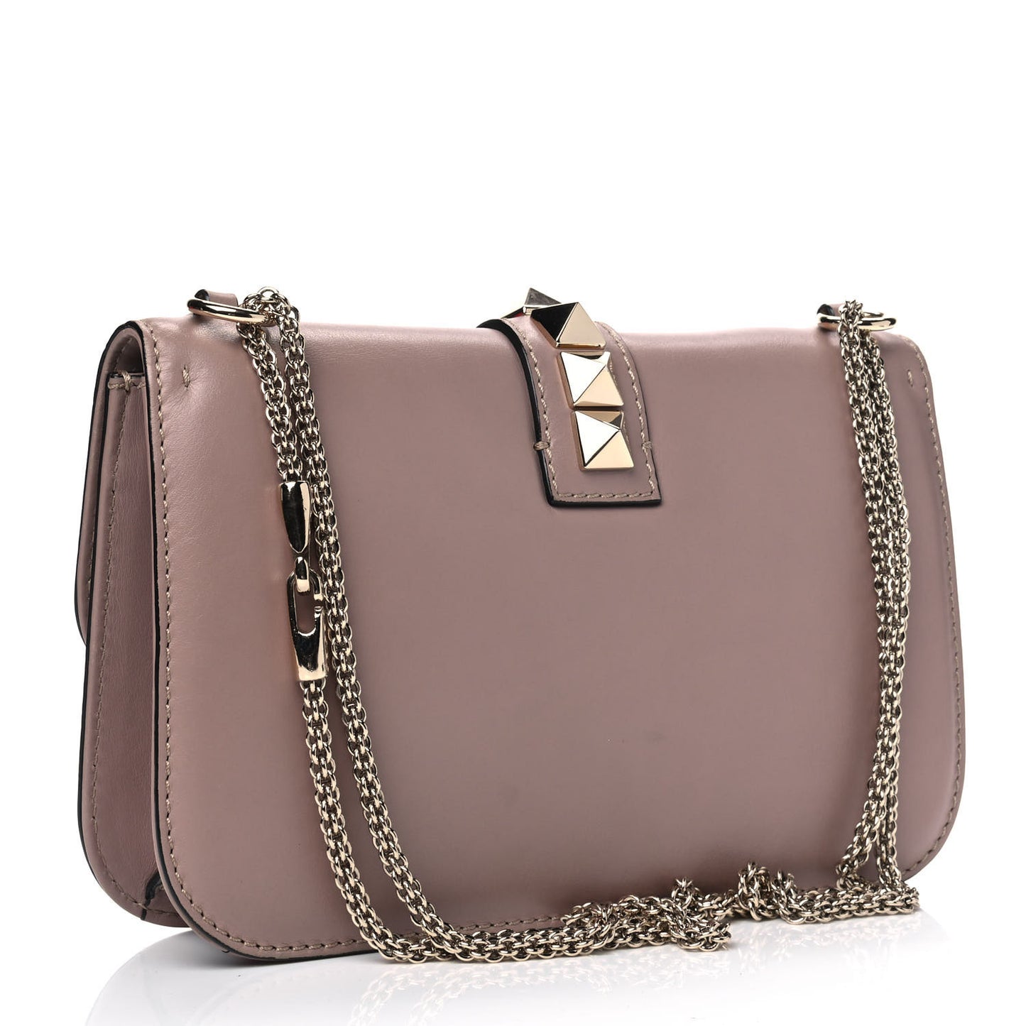 Vitello Medium Glam Lock Rockstud Flap Poudre