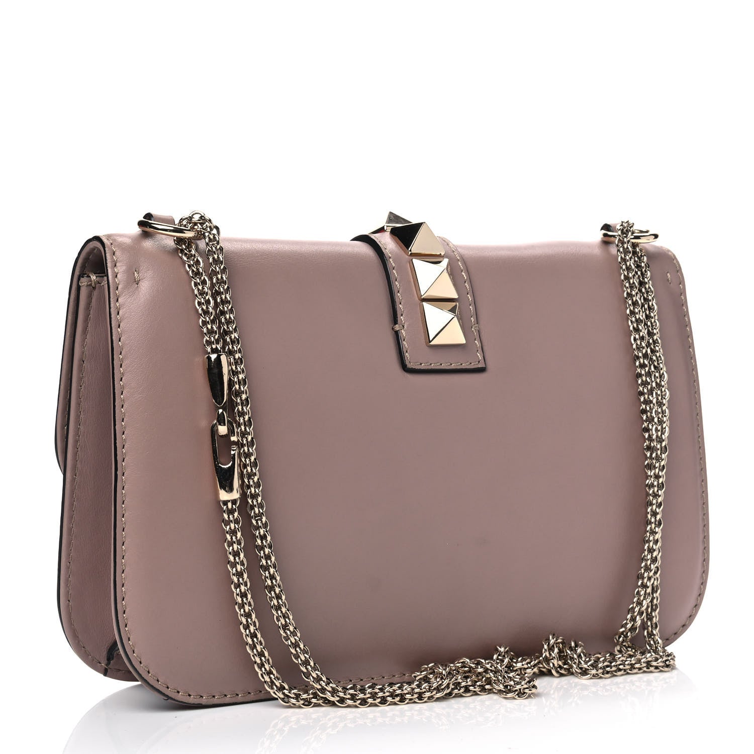 Valentino Garavani Vitello Medium Glam Lock Rockstud Flap Poudre 2 of 5