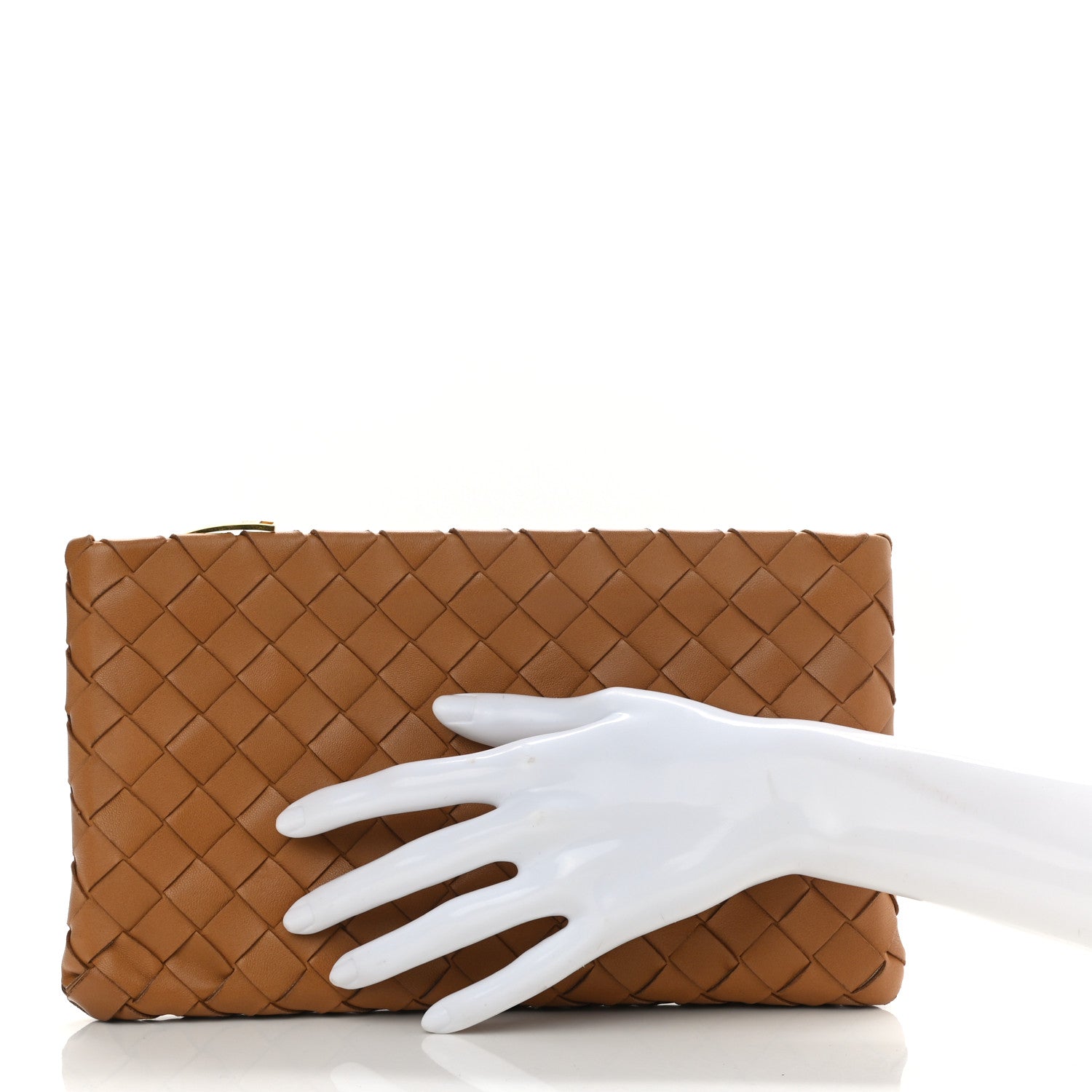 Bottega Veneta Nappa Intrecciato Small Zip Pouch Caramel 2 of 7