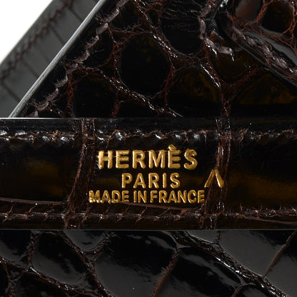 Hermes Shiny Porosus Crocodile Kelly Sellier 25 Cocoan 14 of 28