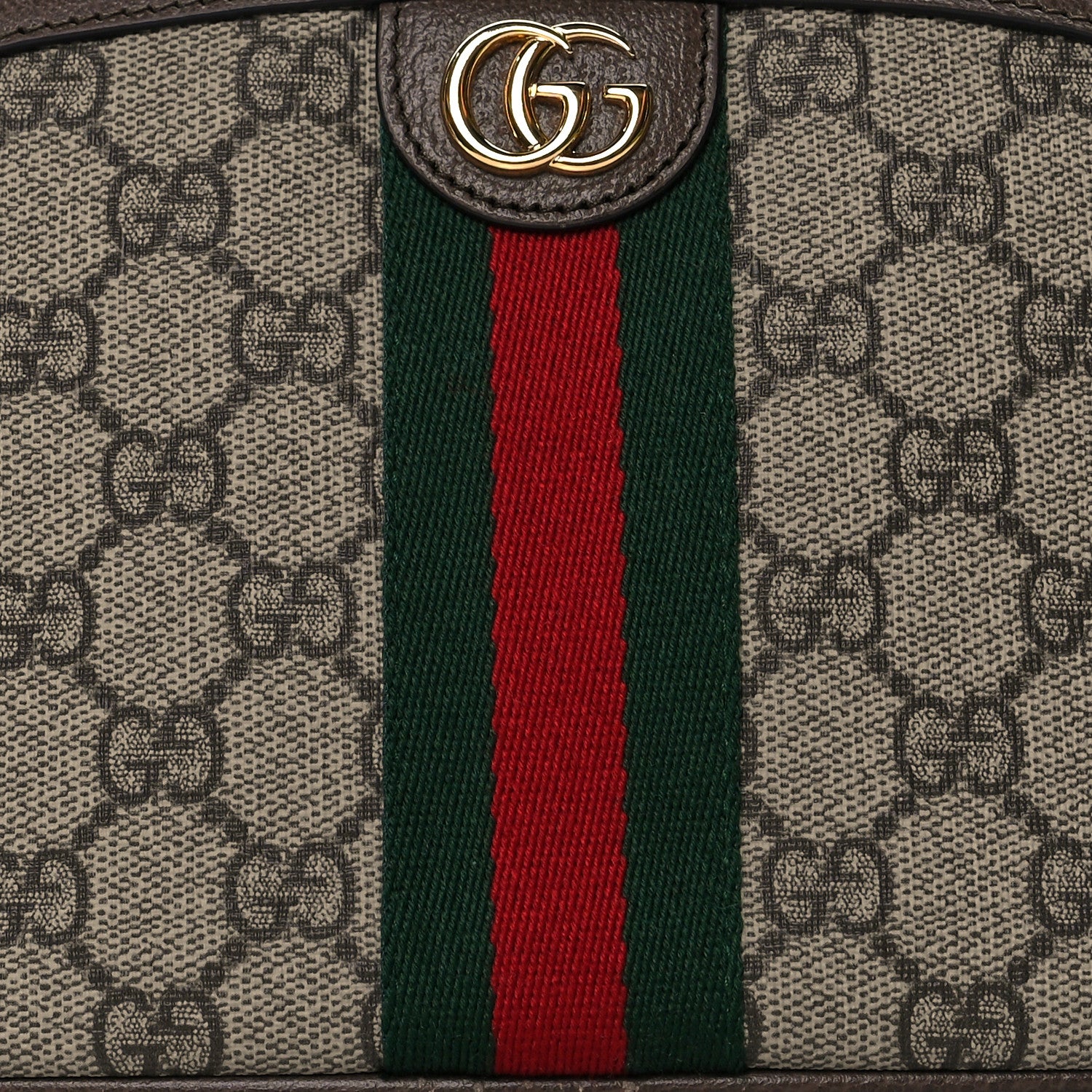 Gucci GG Supreme Monogram Textured Calfskin Web Large Ophidia Cosmetic Case Beige Ebony New Acero 8 of 10