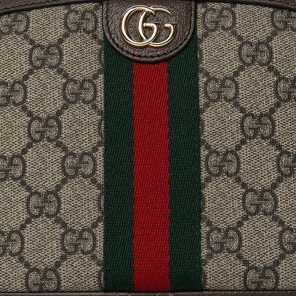 Gucci GG Supreme Monogram Textured Calfskin Web Large Ophidia Cosmetic Case Beige Ebony New Acero 8 of 10