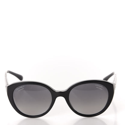Chanel Polarized Round CC Sunglasses Black 2 of 8
