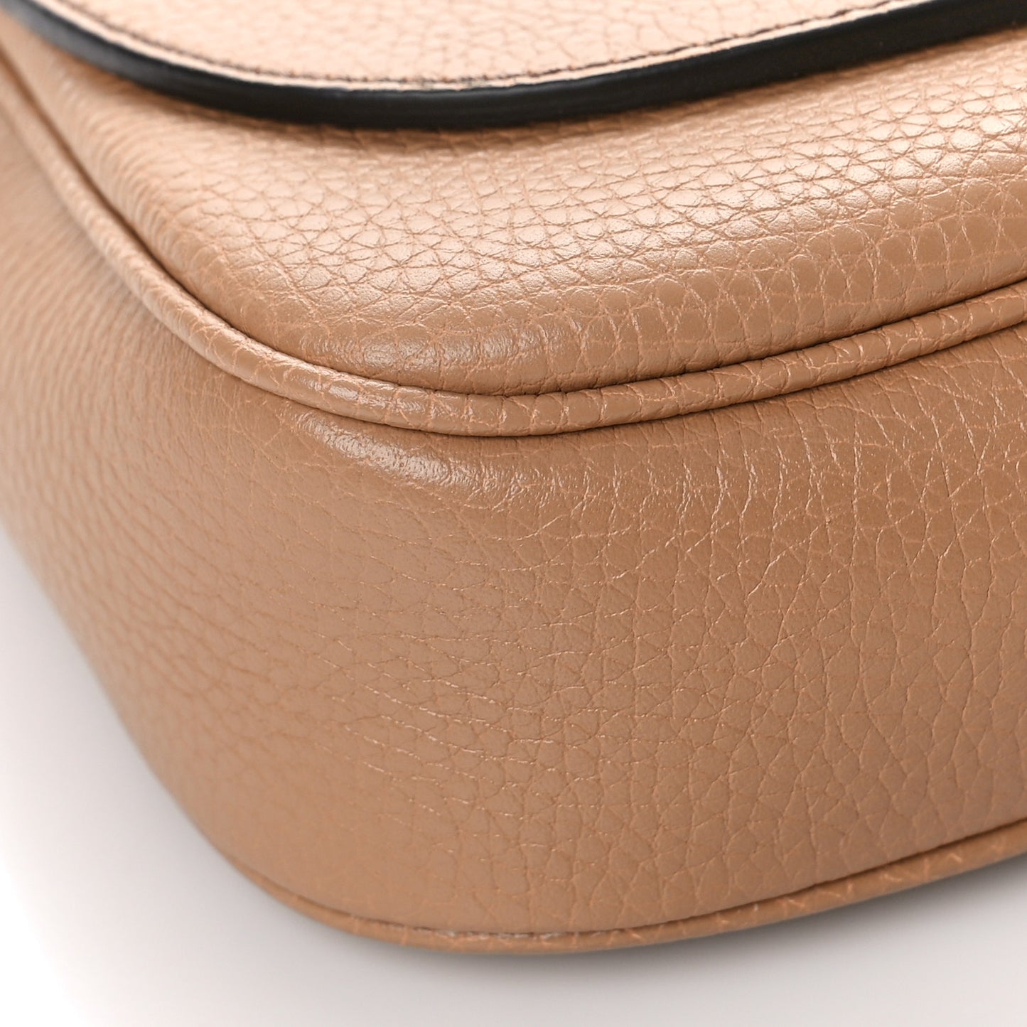 Pebbled Calfskin Medium Soho Flap Crossbody Camelia