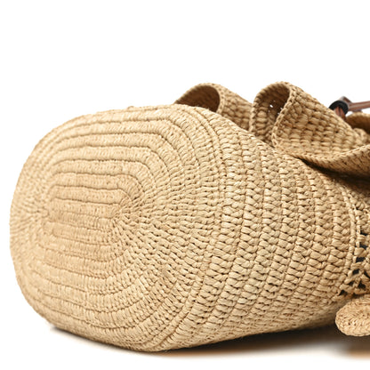 Loewe Raffia Calfskin Paulas Ibiza Balloon Ruffle Basket Tote Bag Natural Tan 19 of 21