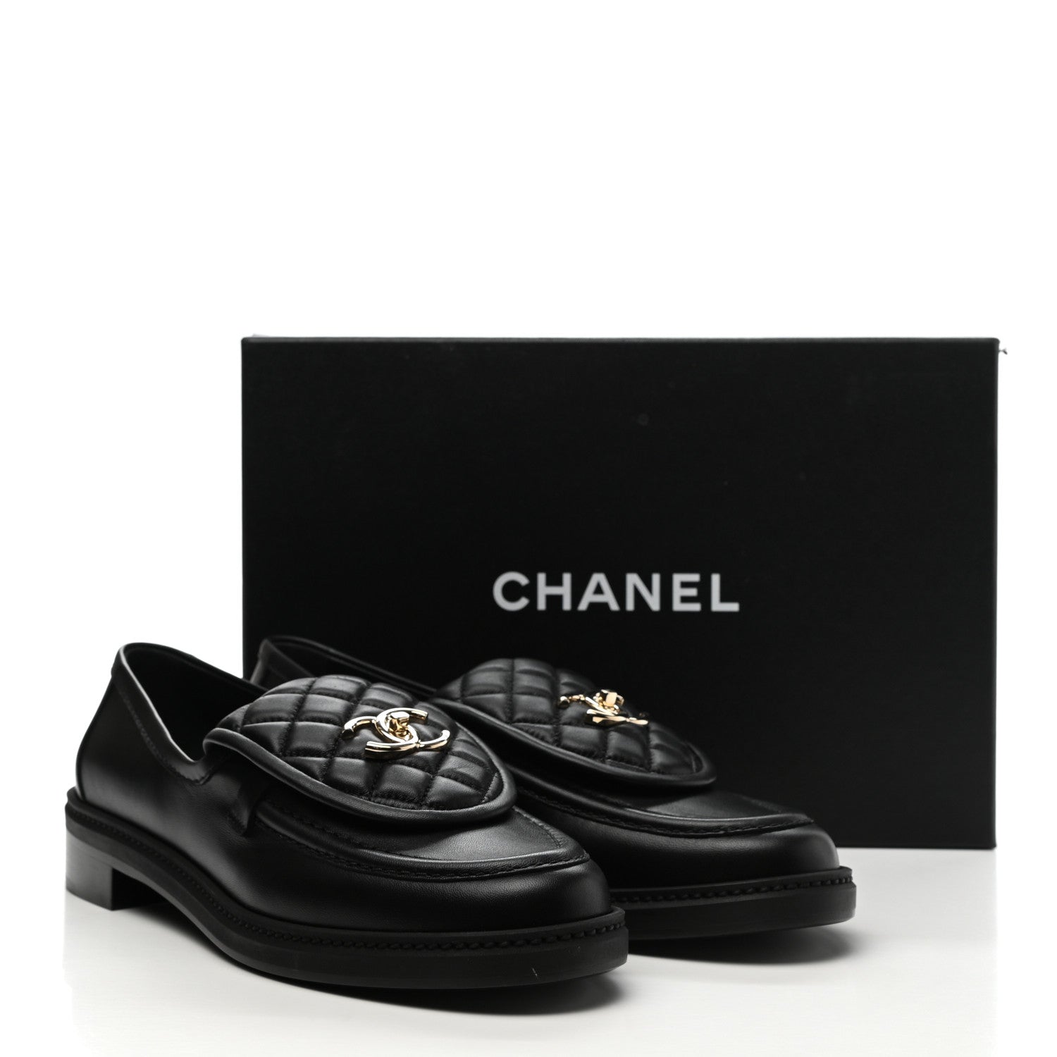 Chanel Lambskin Quilted CC Turnlock Loafers 41 Black 9 of 9