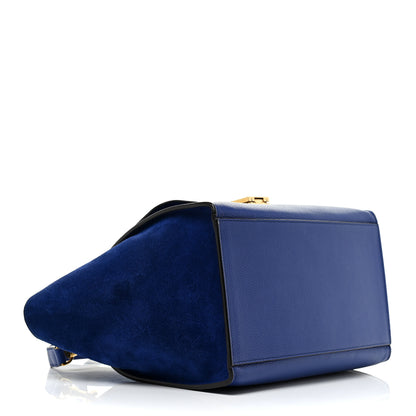 Celine Drummed Calfskin Suede Medium Trapeze Indigo 4 of 9