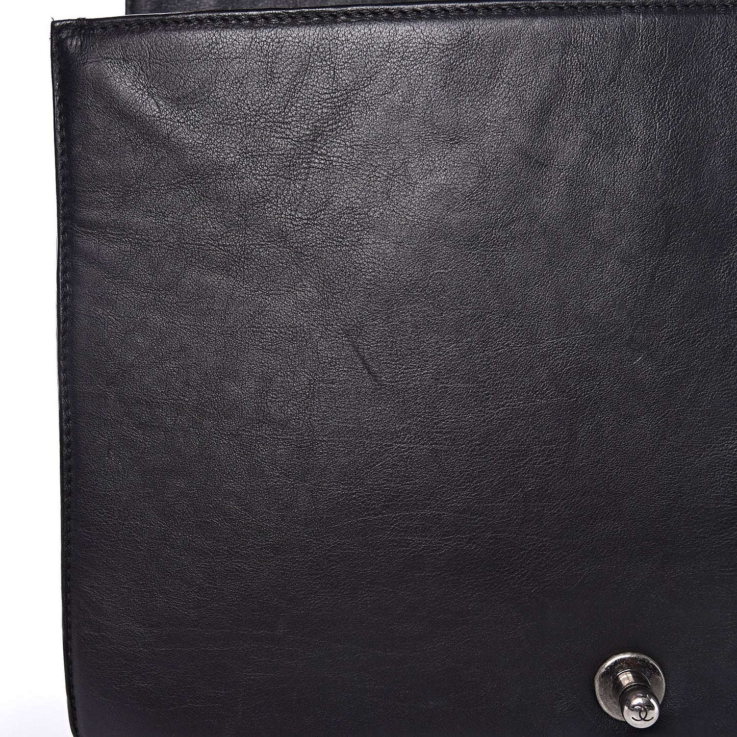 Calfskin Quilted Large Boy Flap Black