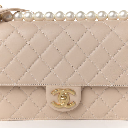 Chanel Lambskin Quilted Small Chic Pearls Flap Beige 10 of 11