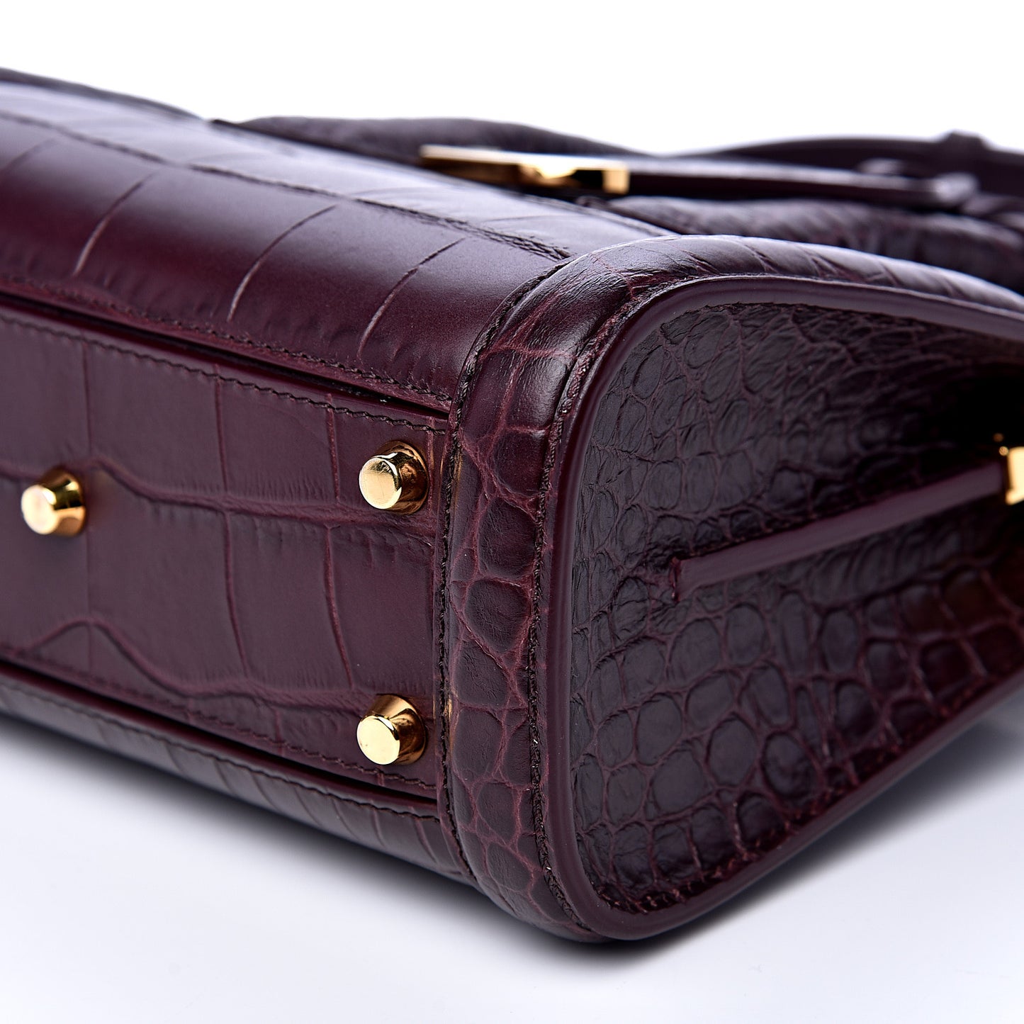 Calfskin Crocodile Embossed Mini Heroine 21 Burgundy