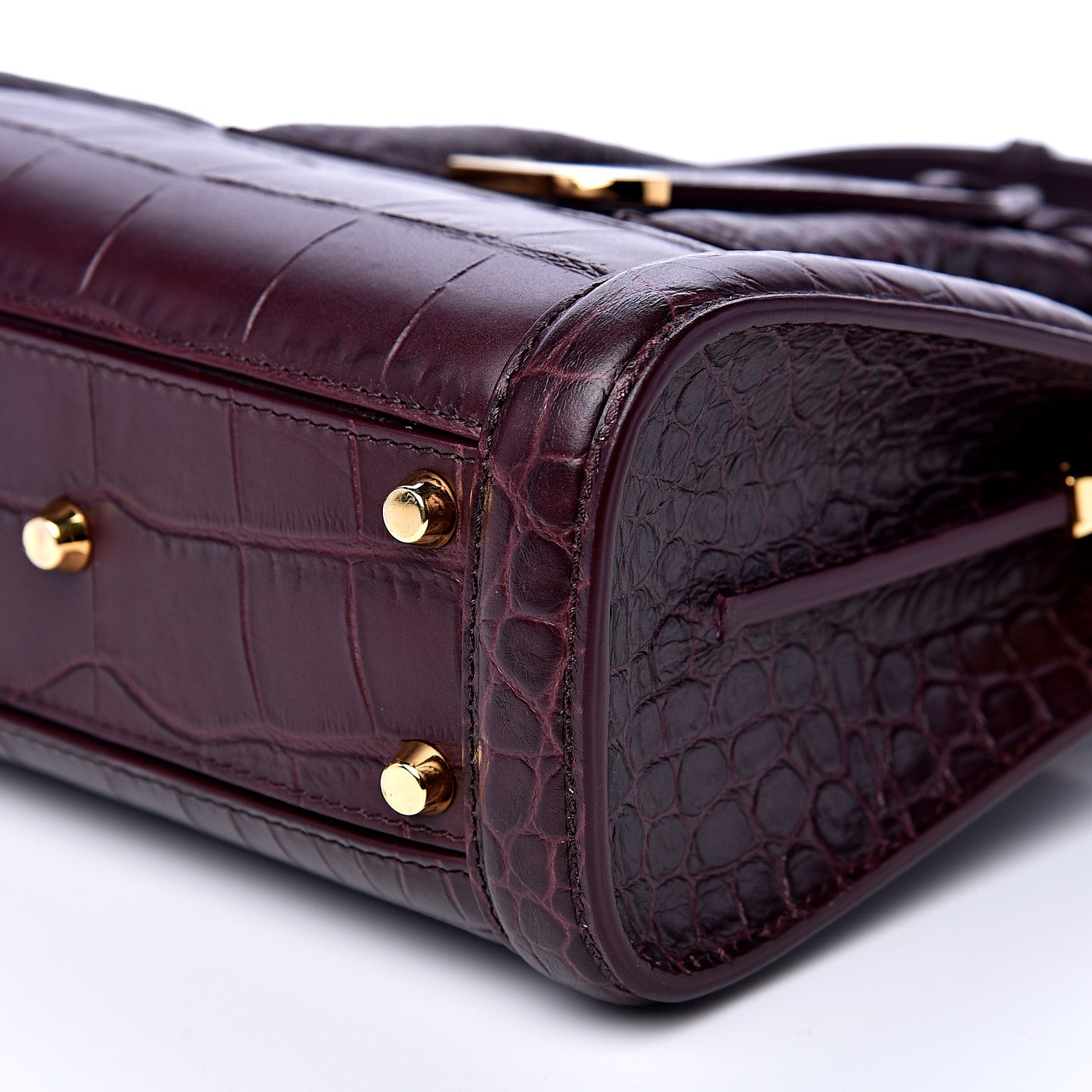 Alexander McQueen Calfskin Crocodile Embossed Mini Heroine 21 Burgundy 8 of 8