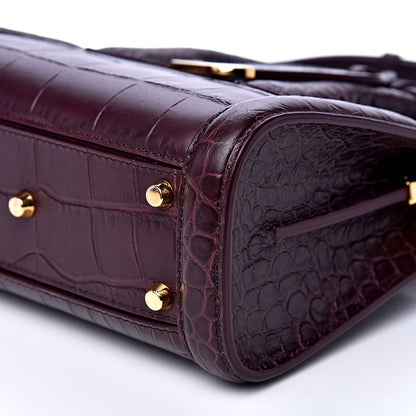 Alexander McQueen Calfskin Crocodile Embossed Mini Heroine 21 Burgundy 8 of 8