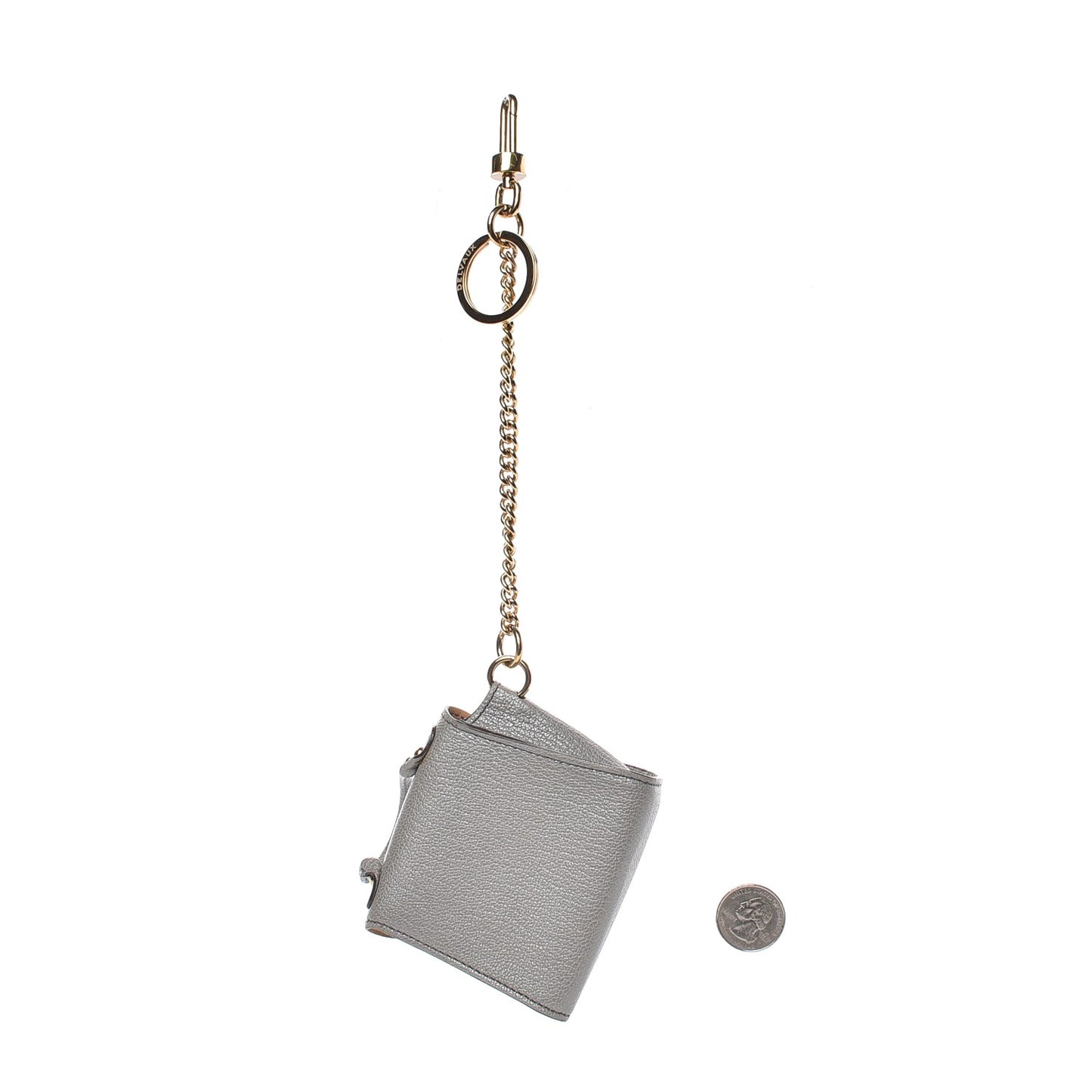 Metallic Calfskin Mini Brillant Bag Charm Gris Irise