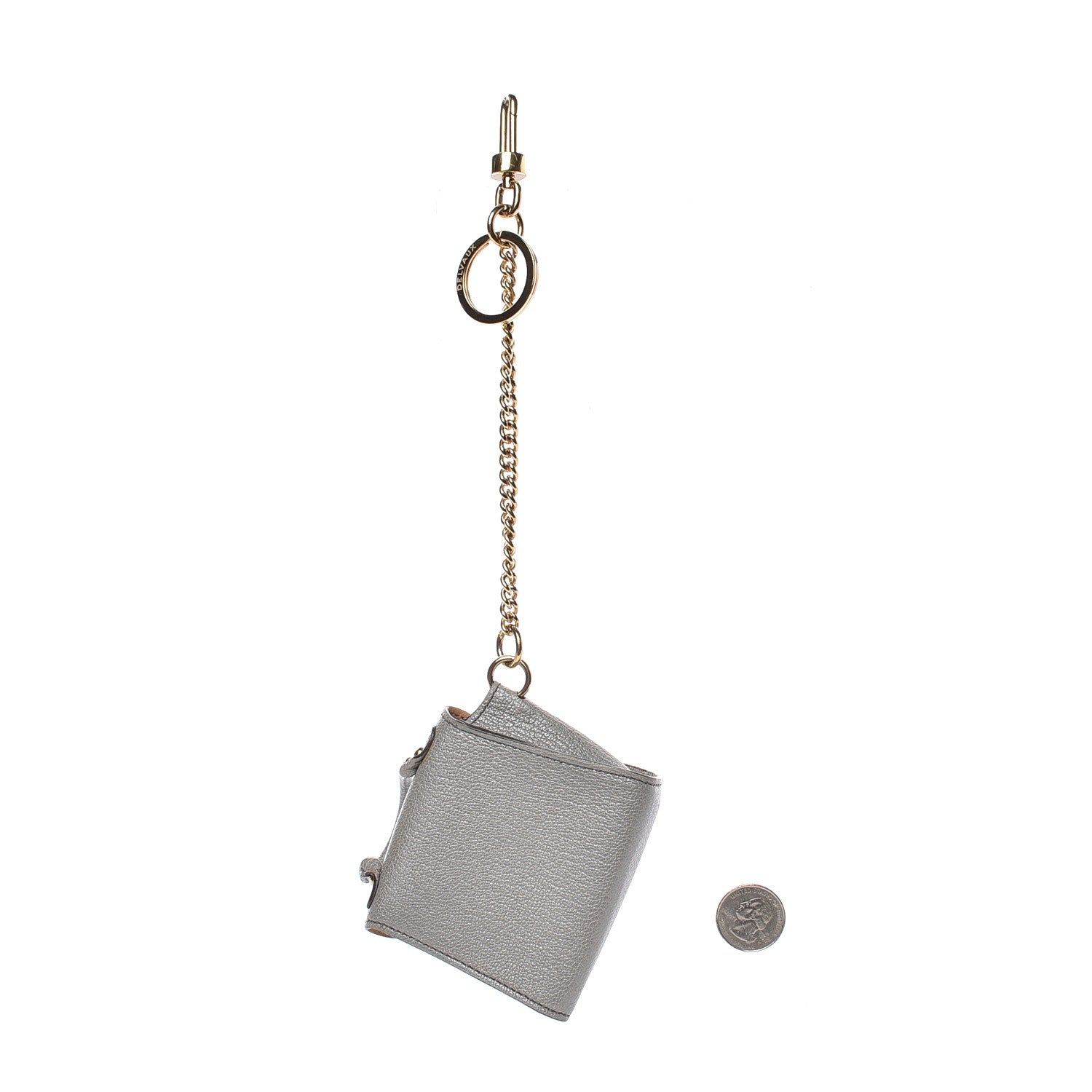 Delvaux Metallic Calfskin Mini Brillant Bag Charm Gris Irise 6 of 9