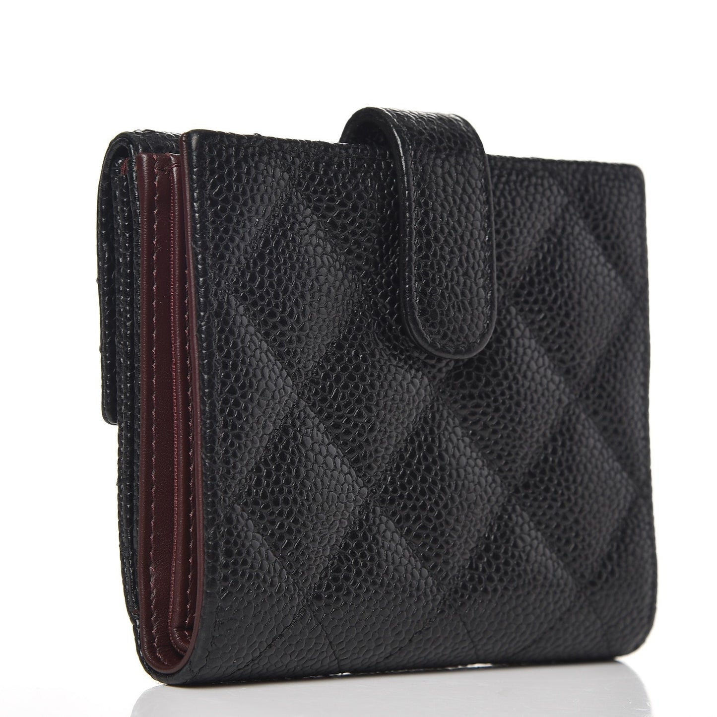 Caviar Quilted Compact French Flap Wallet Black