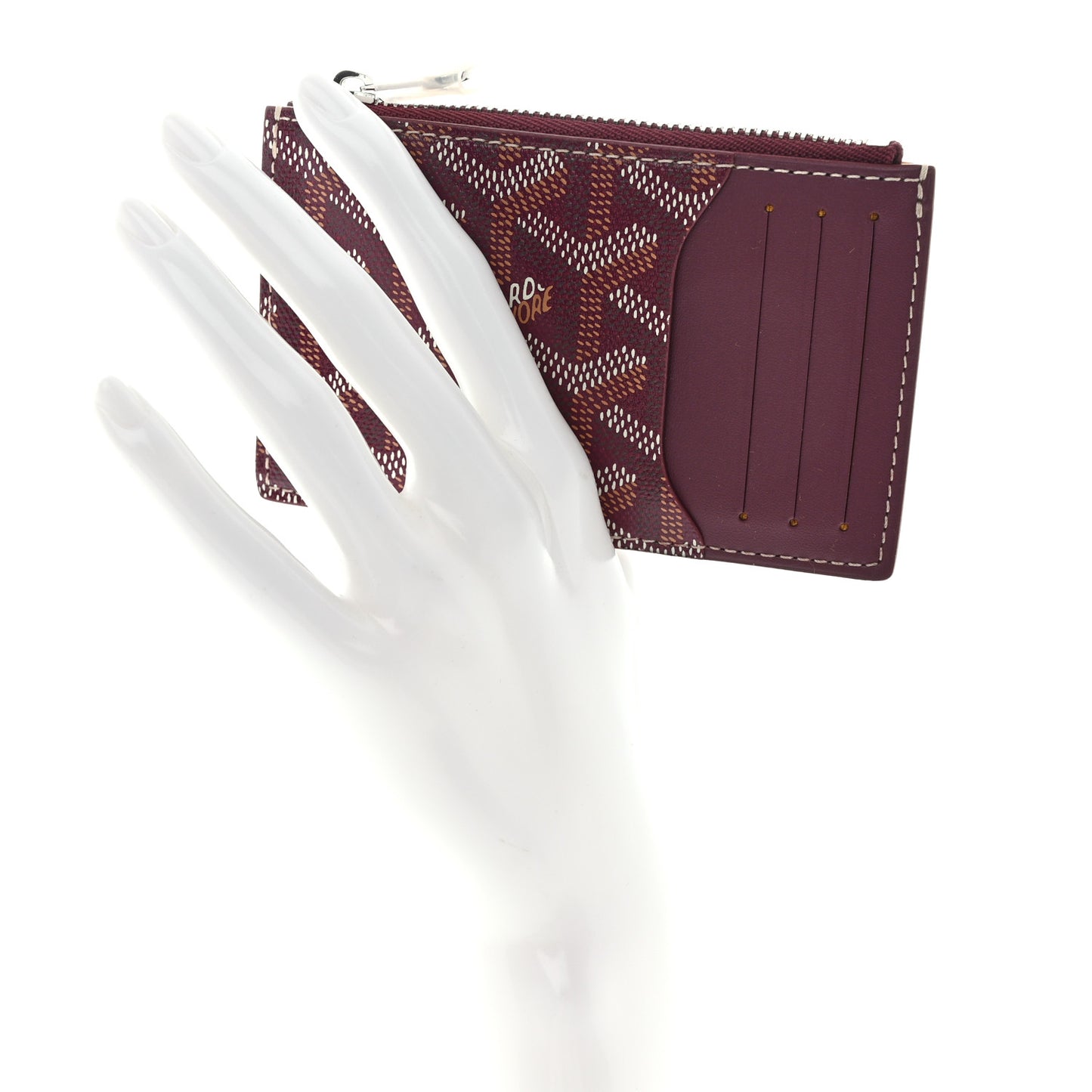 Goyardine Bourbon Zipped Card Holder Bordeaux