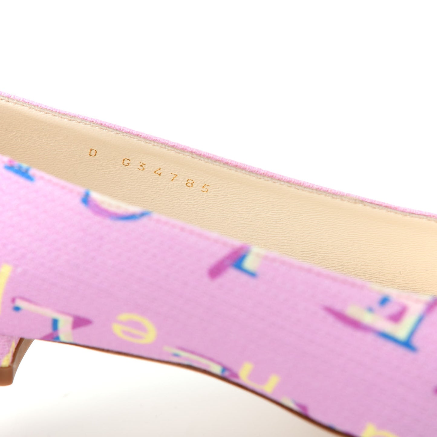 Fabric Grosgrain CC Flats 36 Pink Beige Black