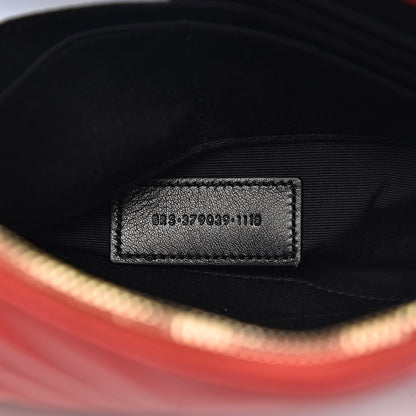 Saint Laurent Calfskin Matelasse Chevron Monogram A5 Wristlet Red 6 of 7