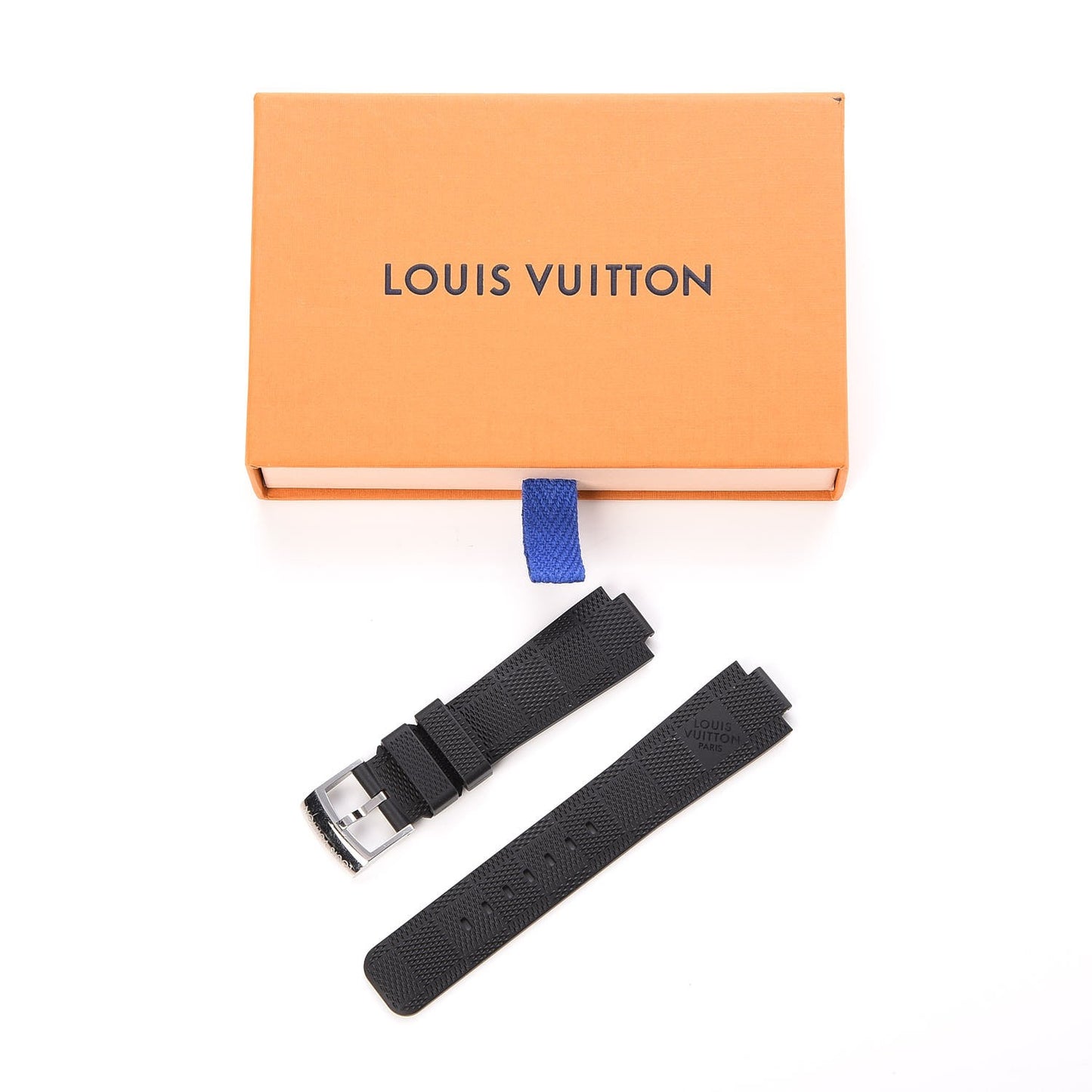 Rubber Damier Infini 10mm Tambour Watch Strap Onyx