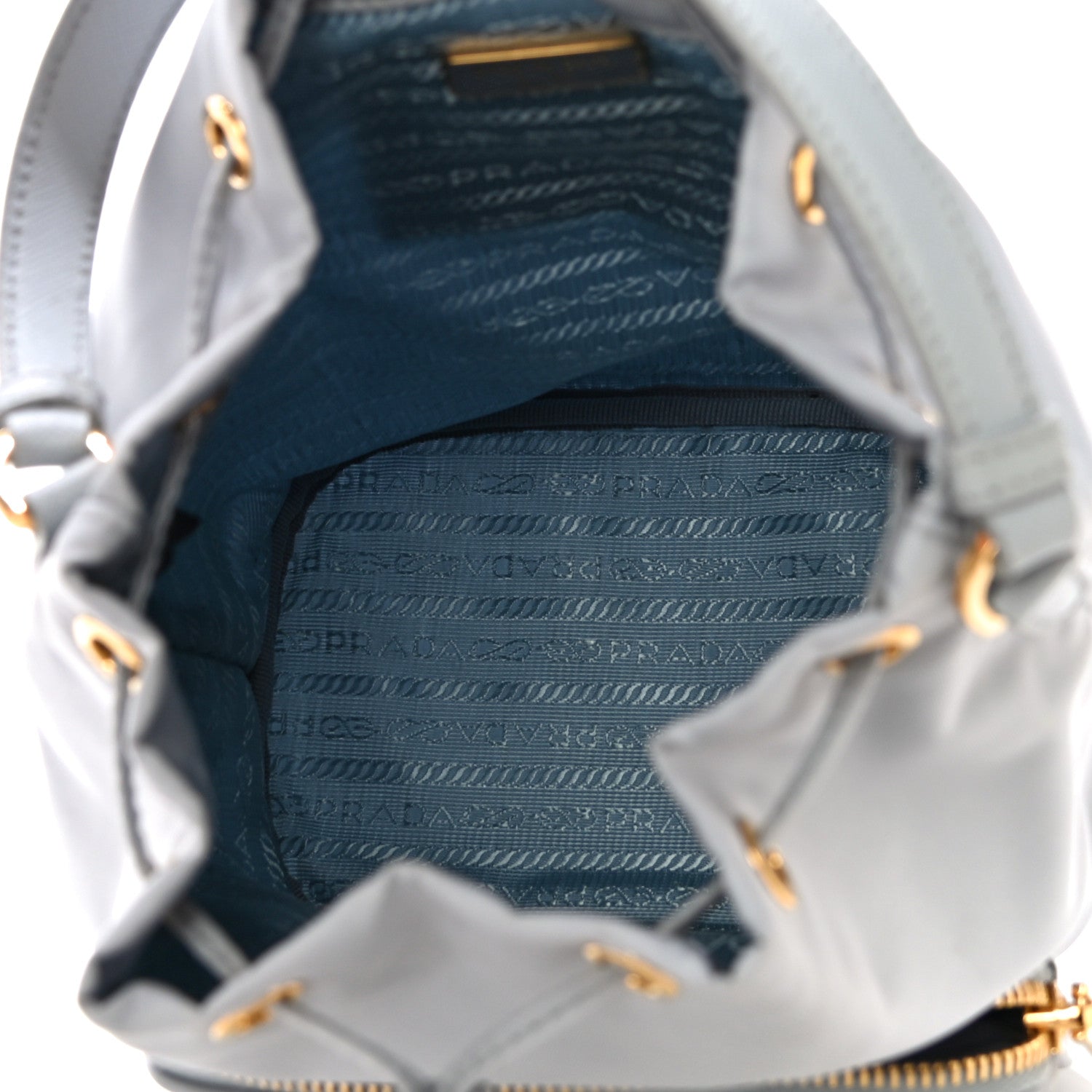 Prada Re-Nylon Saffiano Duet Bucket Crossbody Bag Fiordaliso 5 of 10