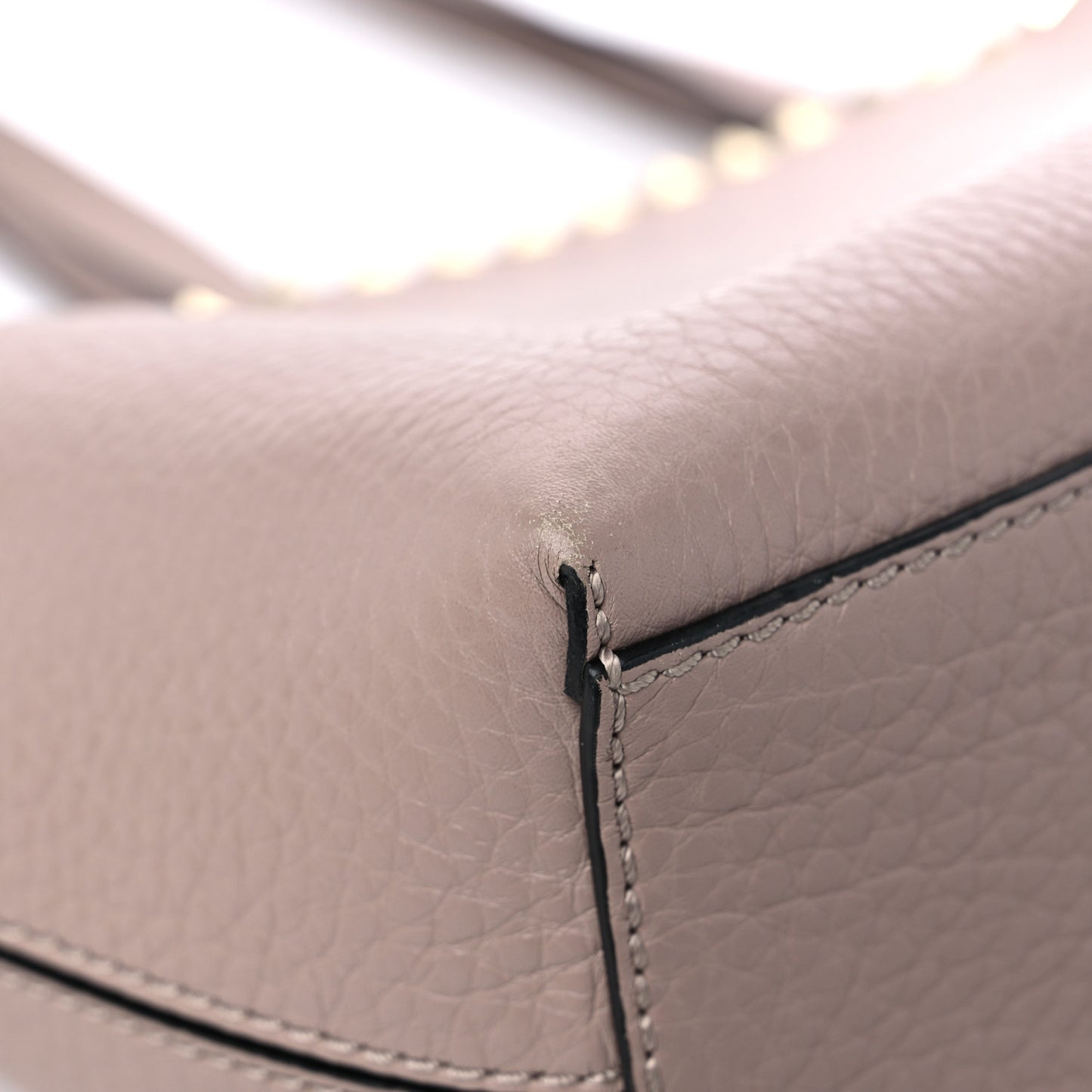 Grained Calfskin Small Rockstud Shoulder Tote Poudre