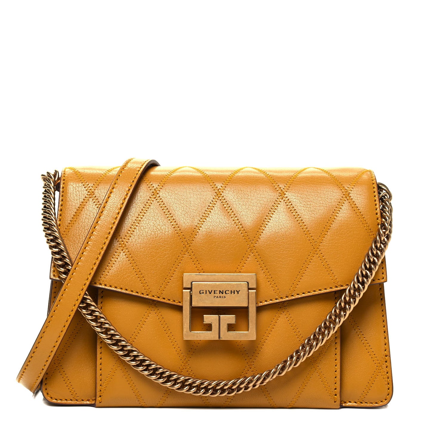 Goatskin Quilted Small GV3 Shoulder Bag Golden