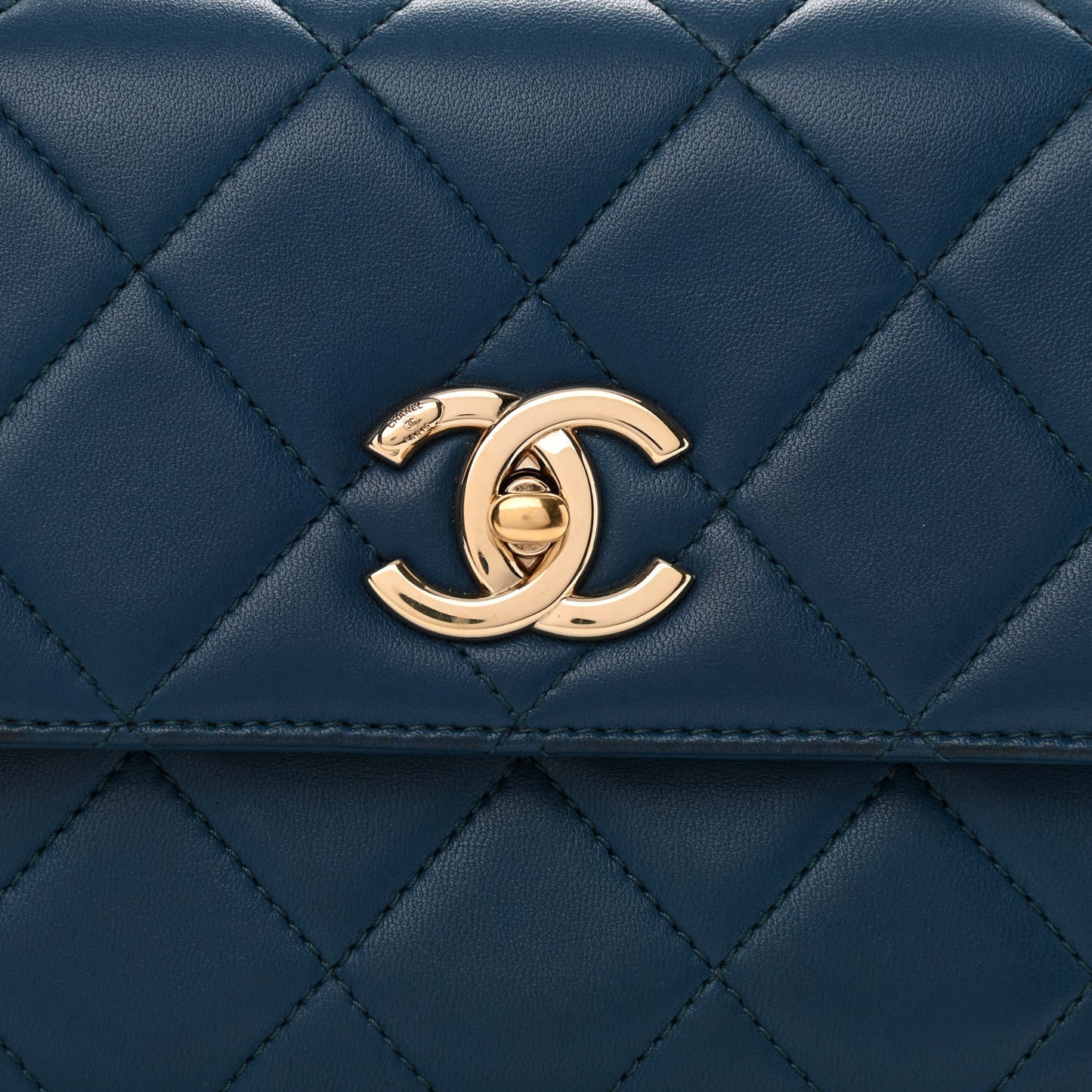 Lambskin Quilted Small Trendy CC Flap Dual Handle Bag Blue