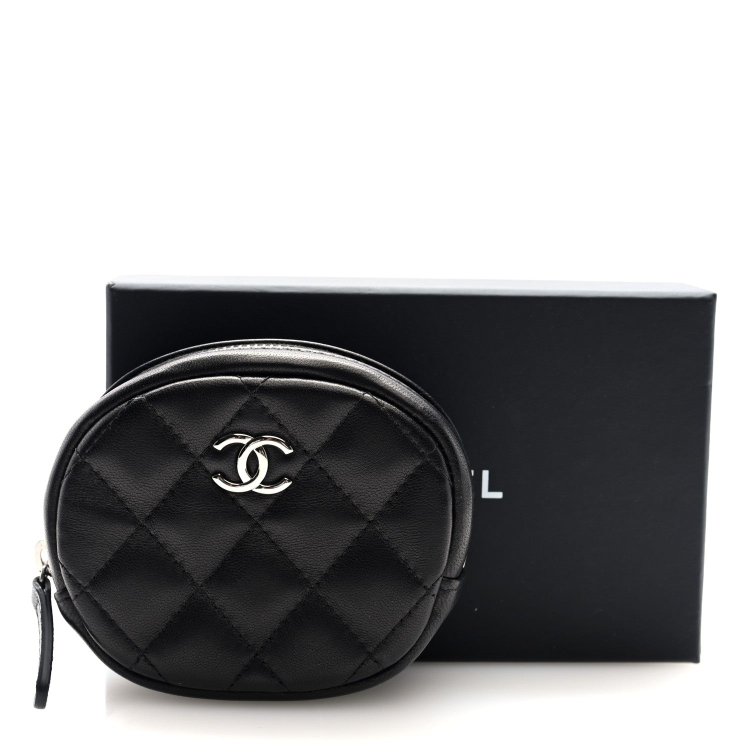 Chanel Lambskin Quilted Zip Around Classic Coin Purse Black 8 of 8