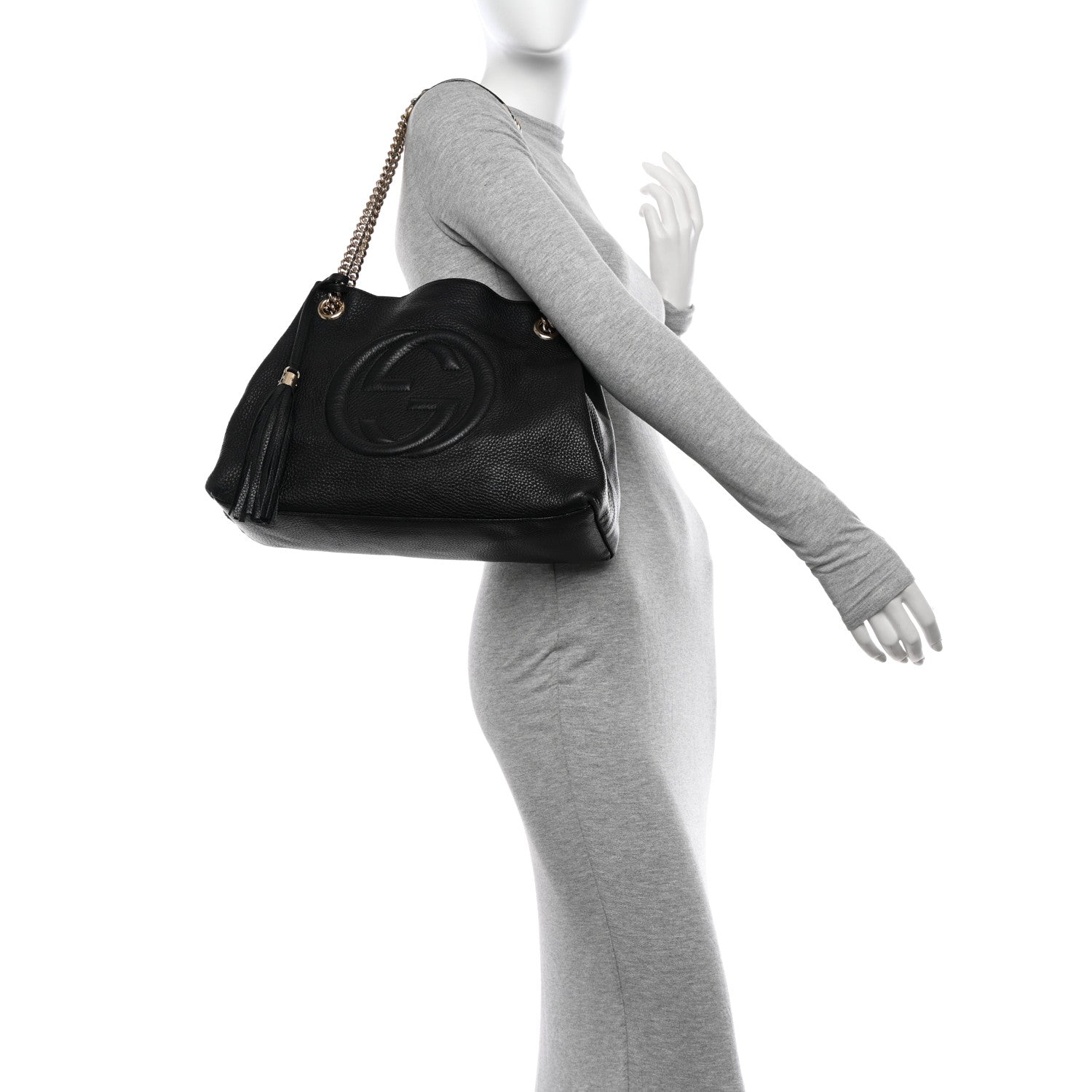 Gucci Pebbled Calfskin Medium Soho Chain Shoulder Bag Black 2 of 16