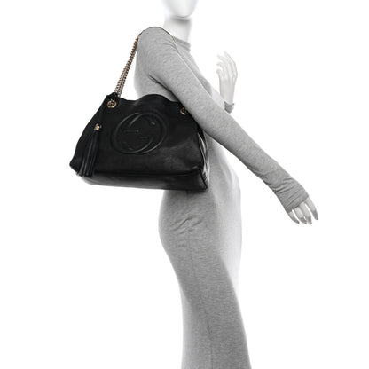 Gucci Pebbled Calfskin Medium Soho Chain Shoulder Bag Black 2 of 16