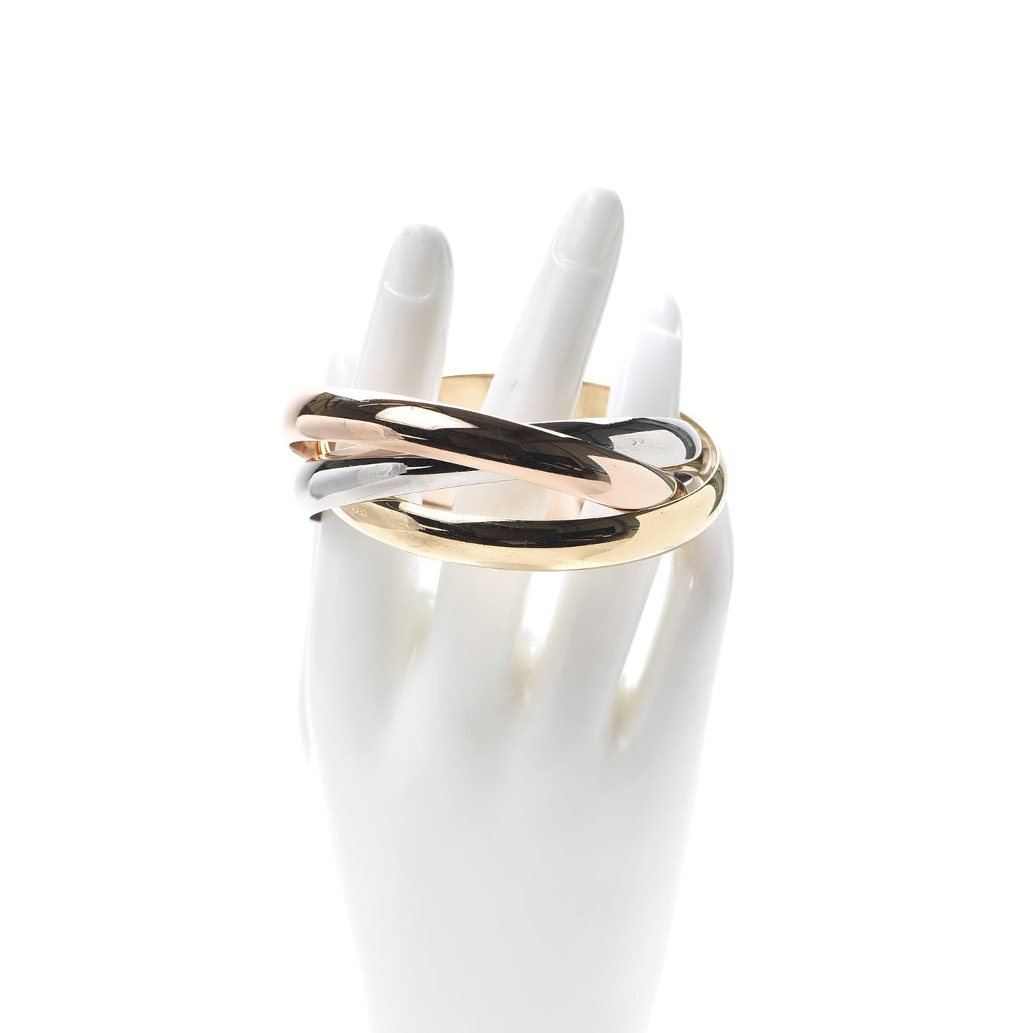 18K Pink Yellow White Gold 9mm Trinity Bangle Bracelet