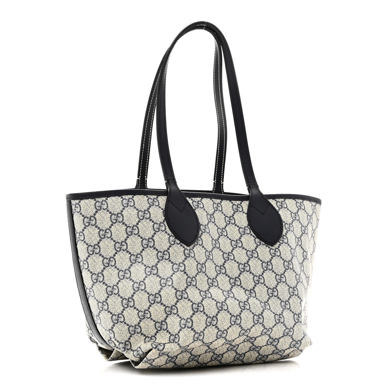 Gucci GG Supreme Monogram Denim Small Totissima Reversible Tote Beige Blue 4 of 16