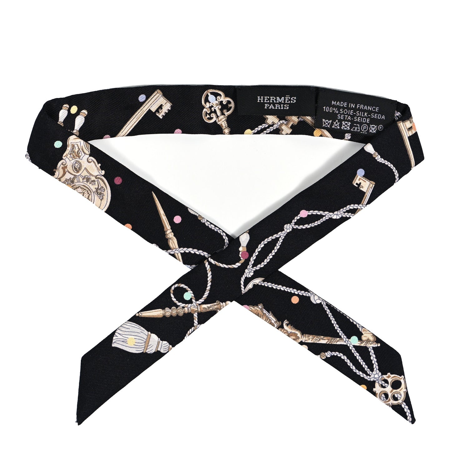 Silk Les Cles A Pois Doll Twilly Black Beige Rose