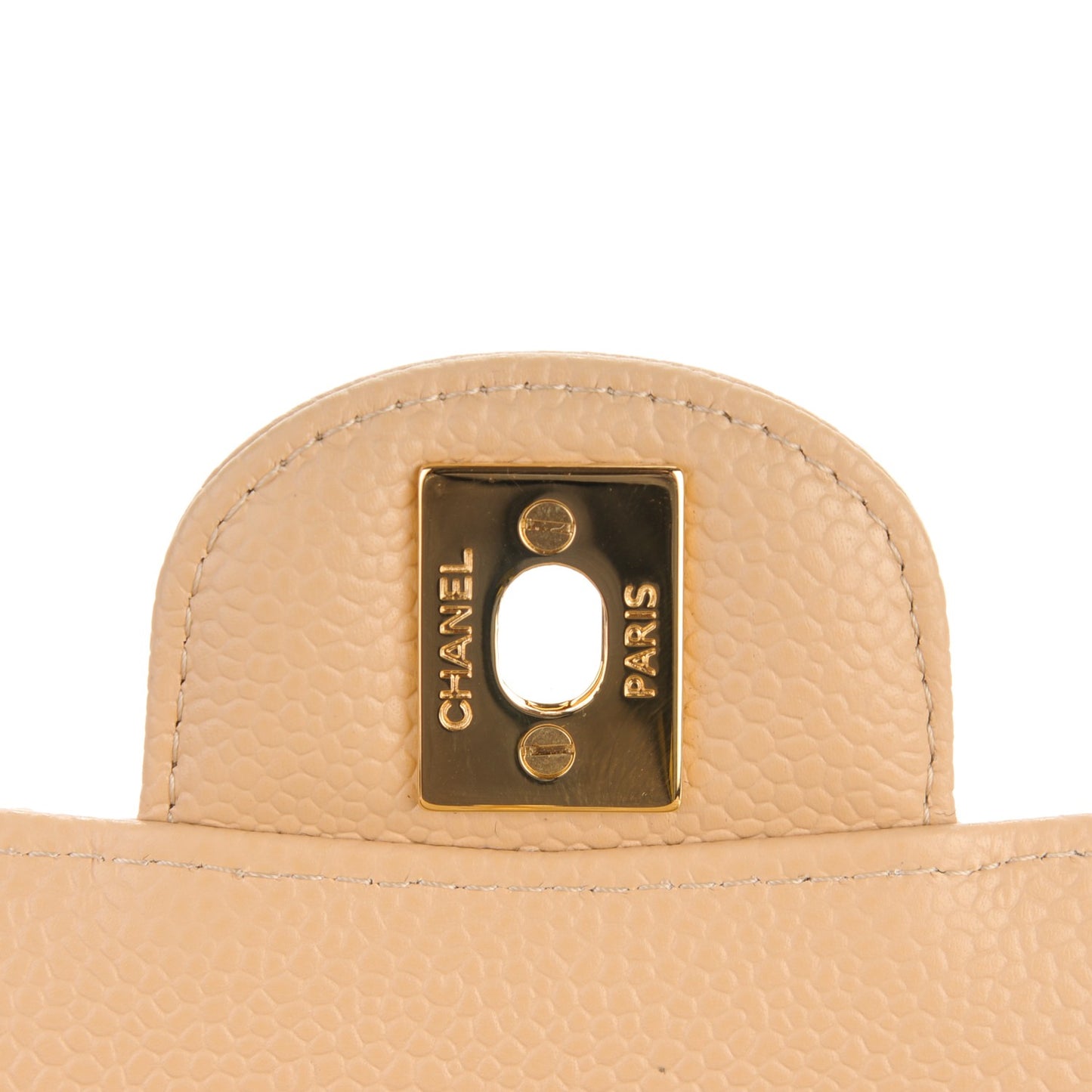 Caviar Quilted Medium Double Flap Beige Clair