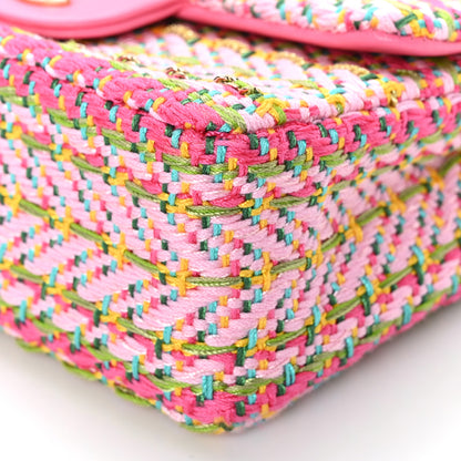 Chanel Cotton Mixed Fibers Woven Mini Rectangular Flap Pink Green 9 of 9