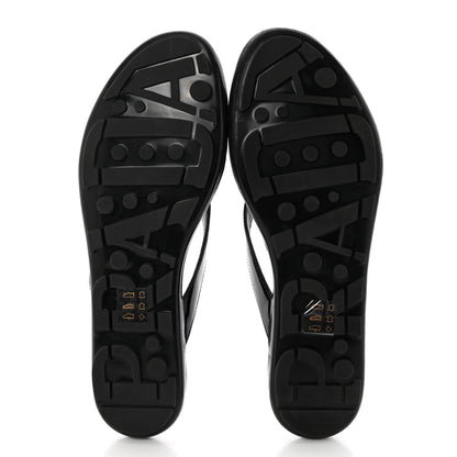 Prada Patent Calfskin Logo Thong Sandals 39 Black 4 of 10