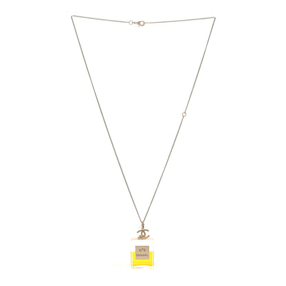 Chanel Metal Resin CC No 5 Perfume Bottle Necklace Light Gold 3 of 4